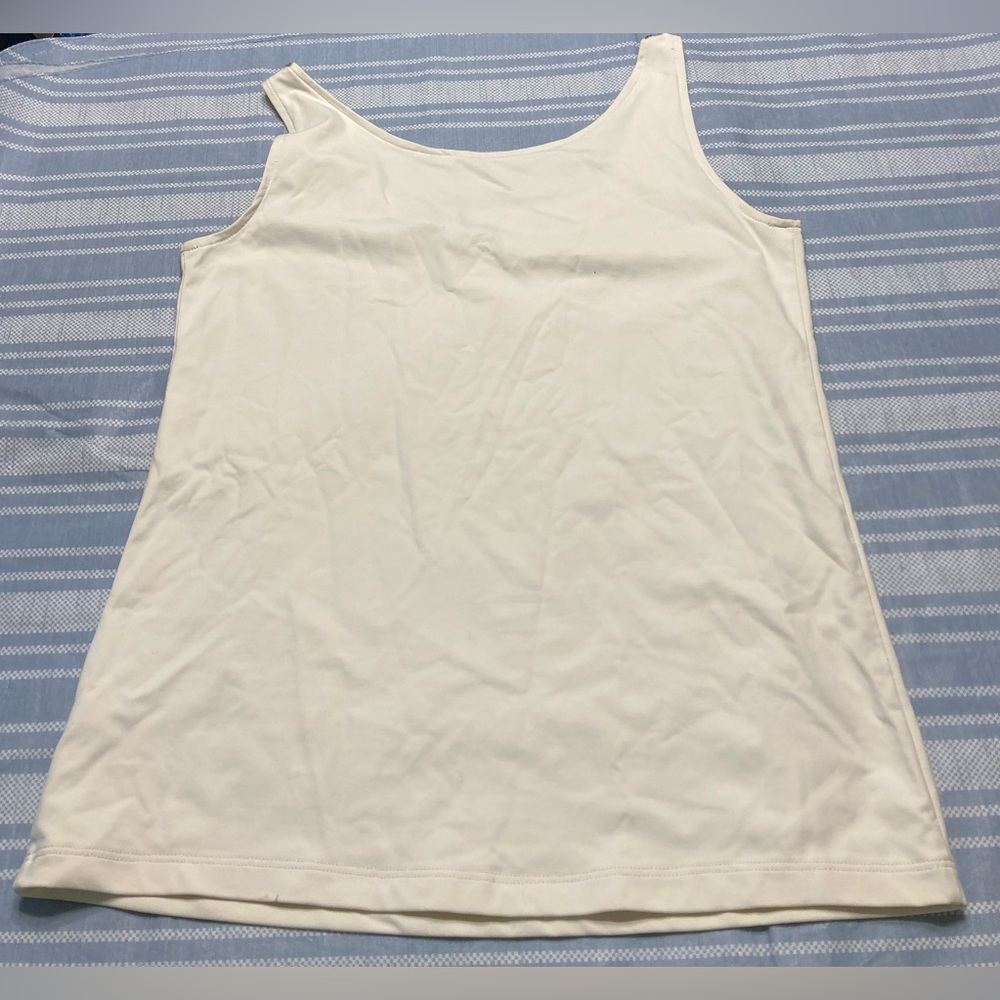 💛TODAY***$15***by Chico’s off-white tank top. Metallic gold threading w beads - Picture 4 of 4